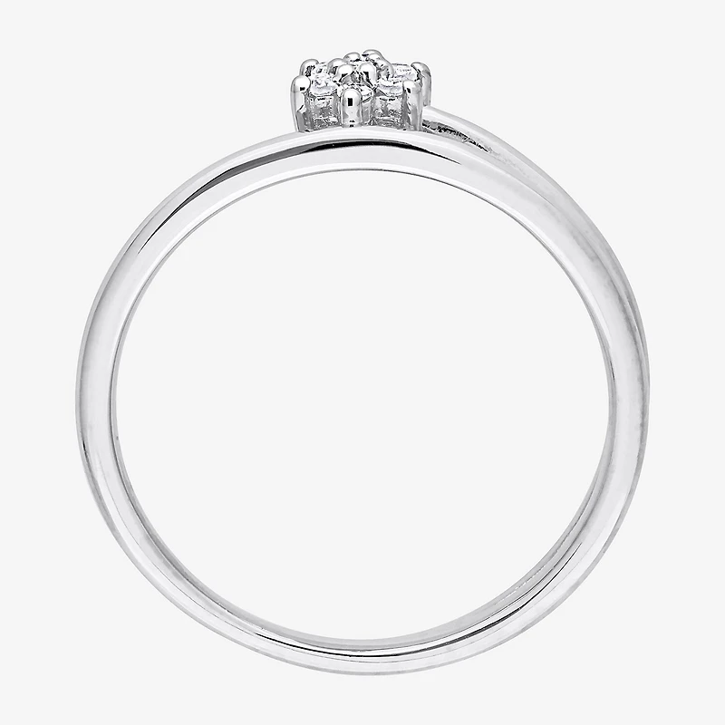Womens Diamond Accent Natural White Sterling Silver Flower Delicate Stackable Ring