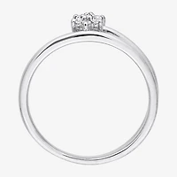 Womens Diamond Accent Natural White Sterling Silver Flower Delicate Stackable Ring