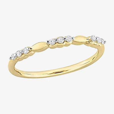 Womens 1/10 CT. T.W. Natural White Diamond 18K Gold Over Silver Delicate Stackable Ring