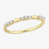 Womens 1/10 CT. T.W. Natural White Diamond 18K Gold Over Silver Delicate Stackable Ring