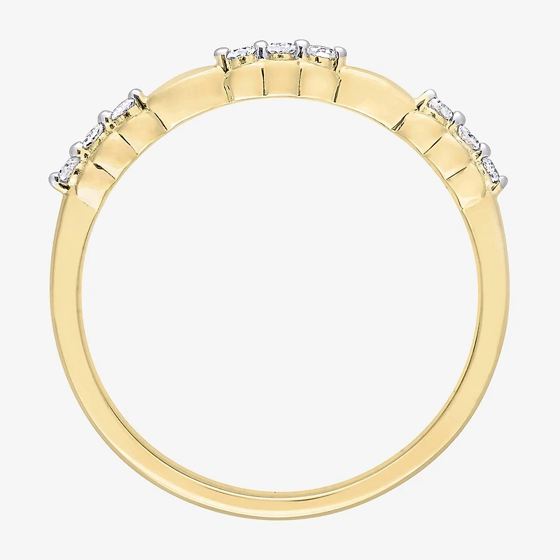 Womens 1/10 CT. T.W. Natural White Diamond 18K Gold Over Silver Delicate Stackable Ring