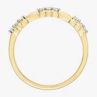 Womens 1/10 CT. T.W. Natural White Diamond 18K Gold Over Silver Delicate Stackable Ring