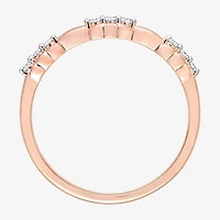 Womens 1/10 CT. T.W. Natural White Diamond 18K Rose Gold Over Silver Delicate Stackable Ring