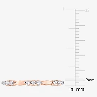 Womens 1/10 CT. T.W. Natural White Diamond 18K Rose Gold Over Silver Delicate Stackable Ring