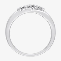 Womens 1/10 CT. T.W. Natural White Diamond Sterling Silver Crossover Delicate Stackable Ring
