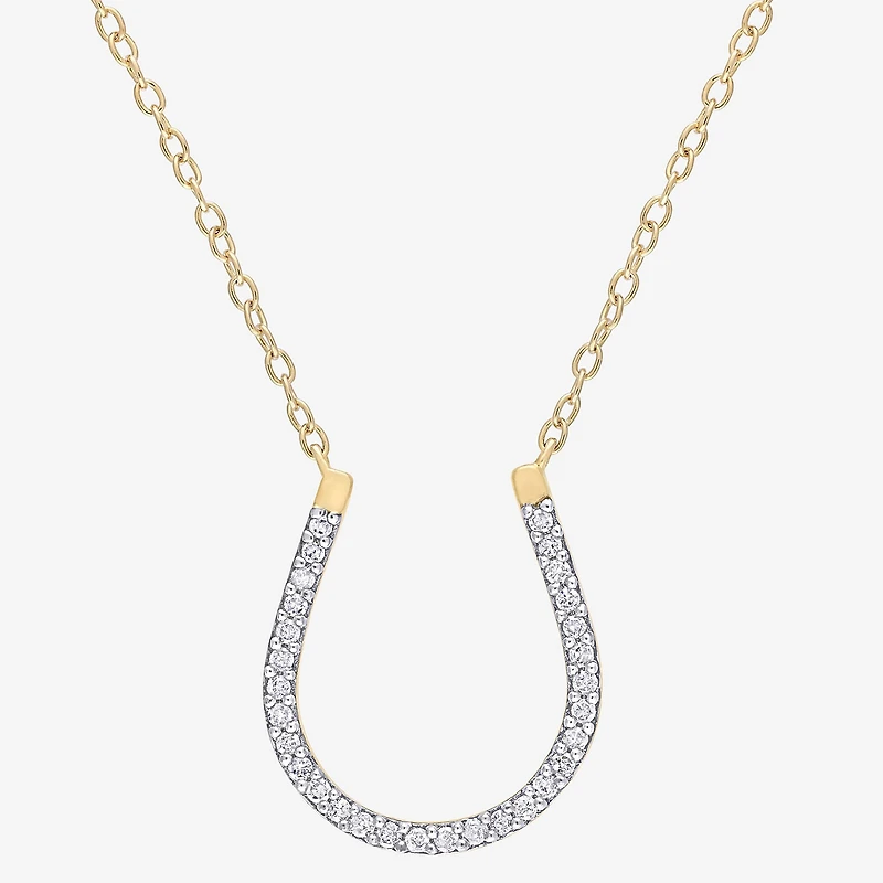 Horseshoe Womens 1/6 CT. T.W. Natural White Diamond 18K Gold Over Silver 18 Inch Pendant Necklace