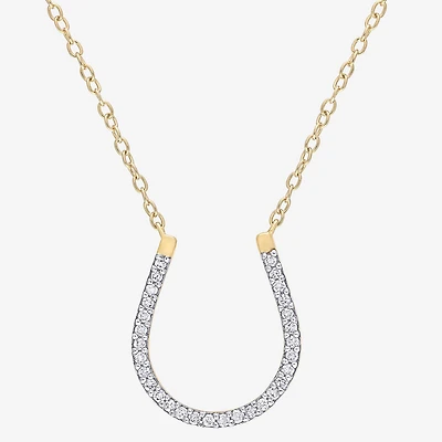 Horseshoe Womens 1/6 CT. T.W. Natural White Diamond 18K Gold Over Silver 18 Inch Pendant Necklace