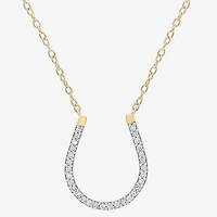 Horseshoe Womens 1/6 CT. T.W. Natural White Diamond 18K Gold Over Silver 18 Inch Pendant Necklace