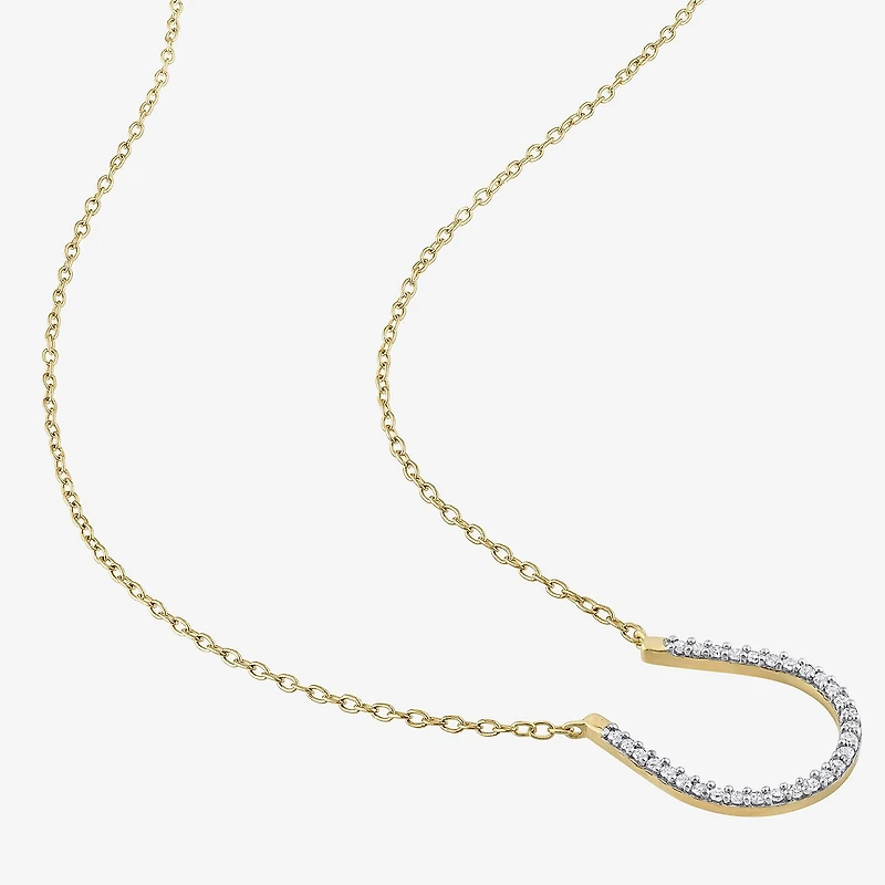 Horseshoe Womens 1/6 CT. T.W. Natural White Diamond 18K Gold Over Silver 18 Inch Pendant Necklace