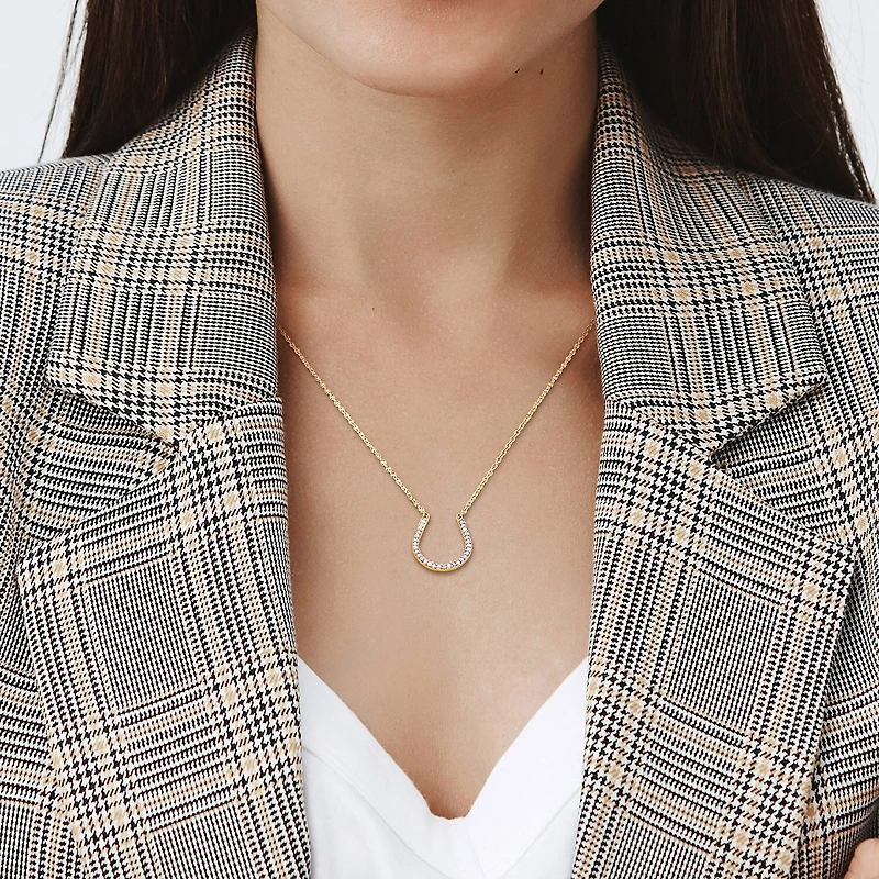 Horseshoe Womens 1/6 CT. T.W. Natural White Diamond 18K Gold Over Silver 18 Inch Pendant Necklace