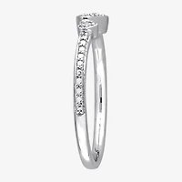 Womens Diamond Accent Natural White Sterling Silver Heart Delicate Stackable Ring