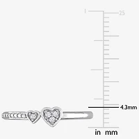 Womens Diamond Accent Natural White Sterling Silver Heart Delicate Stackable Ring