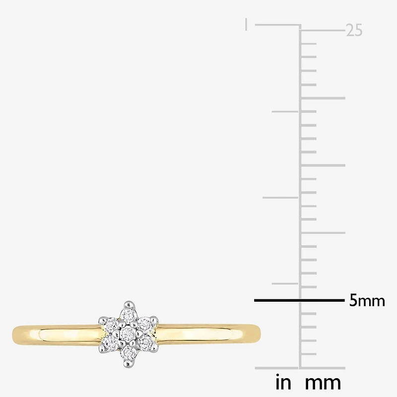 Womens Diamond Accent Natural White 18K Gold Over Silver Flower Delicate Stackable Ring