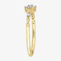 Womens 1/10 CT. T.W. Natural White Diamond 18K Gold Over Silver Flower Delicate Stackable Ring
