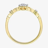 Womens 1/10 CT. T.W. Natural White Diamond 18K Gold Over Silver Flower Delicate Stackable Ring