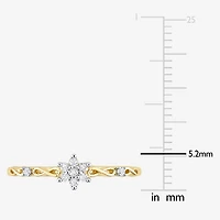 Womens 1/10 CT. T.W. Natural White Diamond 18K Gold Over Silver Flower Delicate Stackable Ring