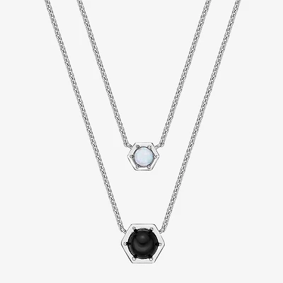Womens Genuine Black Onyx Sterling Silver Round 18 Inch Pendant Necklace
