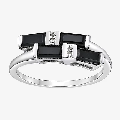 Womens Genuine Black Onyx Sterling Silver Cocktail Ring