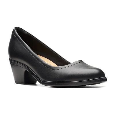 Clarks Emily Ruby Womens Round Closed Toe Block Heel Pumps