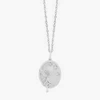 Enchanted Disney Fine Jewelry Womens 1/6 CT. T.W. Genuine White Mother Of Pearl Sterling Silver 18 Inch Pendant Necklace