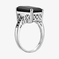 Womens Genuine Black Onyx Sterling Silver Cocktail Ring