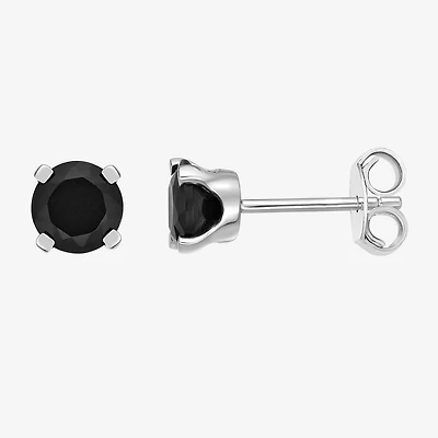 Genuine Black Onyx Sterling Silver 6mm Round Stud Earrings