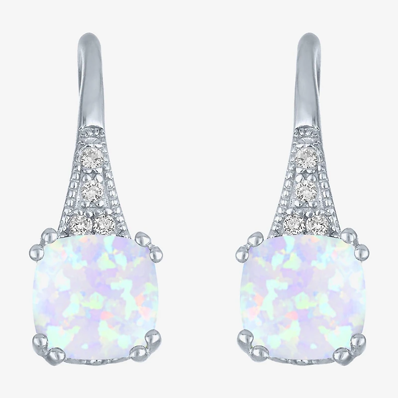 Gemstone Sterling Silver Cushion Drop Earrings