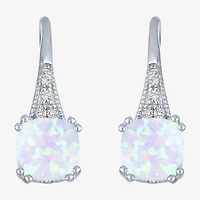 Gemstone Sterling Silver Cushion Drop Earrings