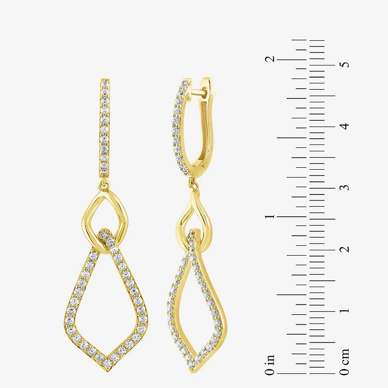 (G / Si2) Womens 1 CT. T.W. Lab Grown White Diamond 10K Gold Drop Earrings