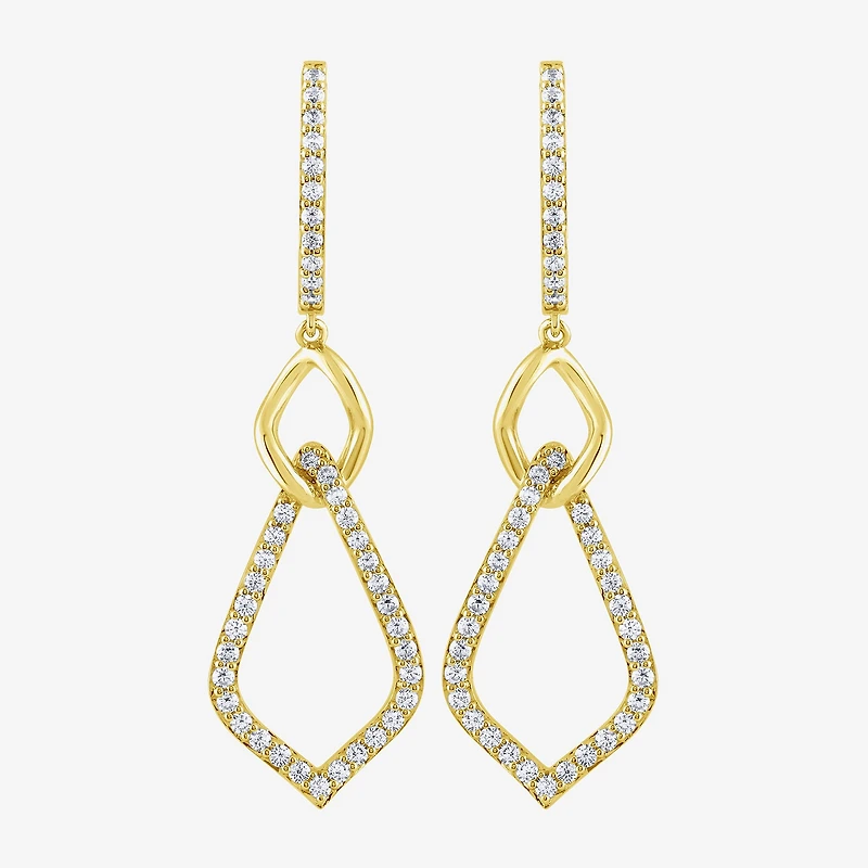 (G / Si2) Womens 1 CT. T.W. Lab Grown White Diamond 10K Gold Drop Earrings