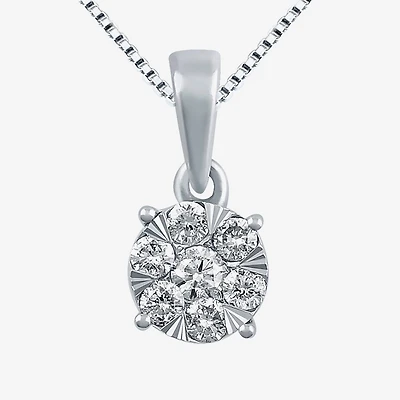 Diamond Blossom Womens 1/4 CT. T.W. Natural White Diamond 10K Gold Round 18 Inch Pendant Necklace