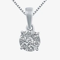 Diamond Blossom Womens 1/4 CT. T.W. Natural White Diamond 10K Gold Round 18 Inch Pendant Necklace