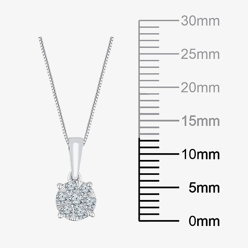 Diamond Blossom Womens 1/4 CT. T.W. Natural White Diamond 10K Gold Round 18 Inch Pendant Necklace