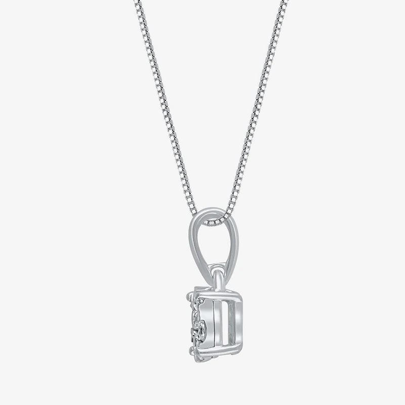 Diamond Blossom Womens 1/4 CT. T.W. Natural White Diamond 10K Gold Round 18 Inch Pendant Necklace