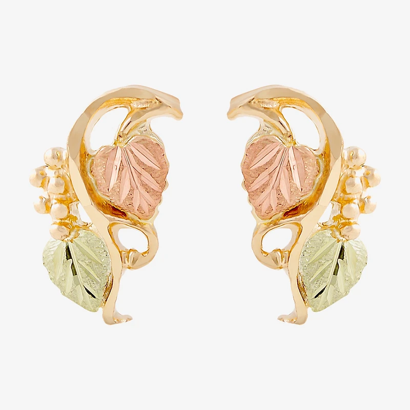 10K Tri-Color Gold 14.5mm Stud Earrings