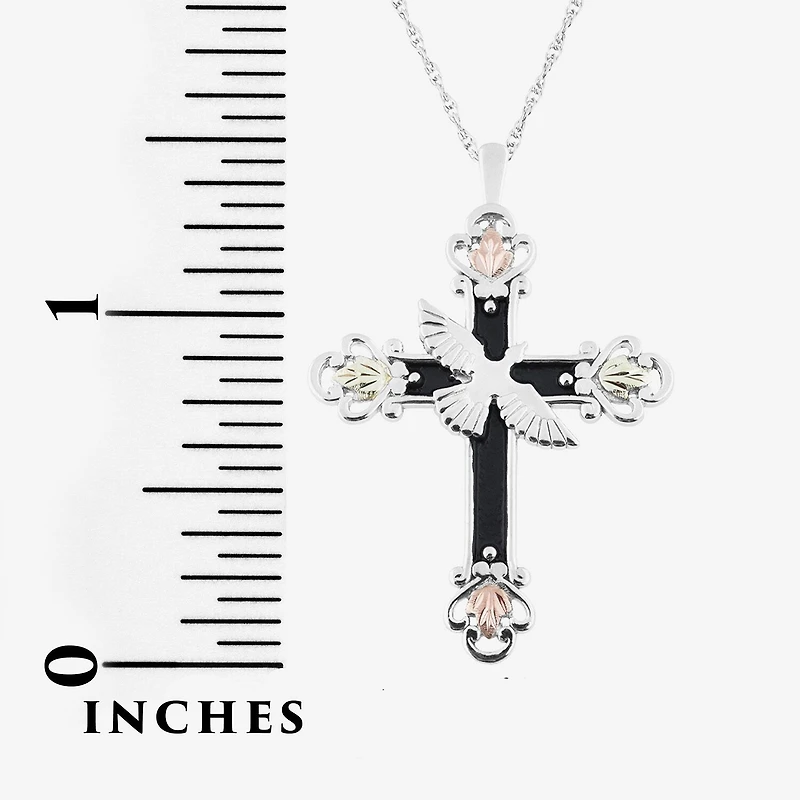 Womens Sterling Silver Cross 18 Inch Pendant Necklace