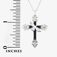 Womens Sterling Silver Cross 18 Inch Pendant Necklace