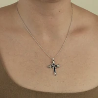 Womens Sterling Silver Cross 18 Inch Pendant Necklace