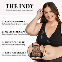 Leading Lady The Indy- Cotton Front Close Lace Racerback Bra- 138