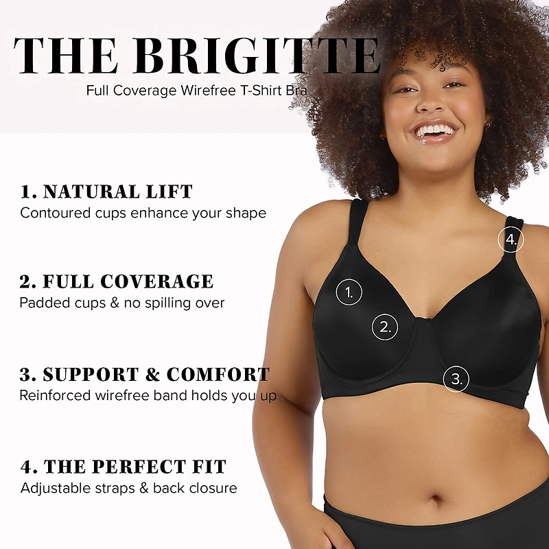 Leading Lady® The Brigitte Full Coverage Wirefree T-Shirt Bra-5042