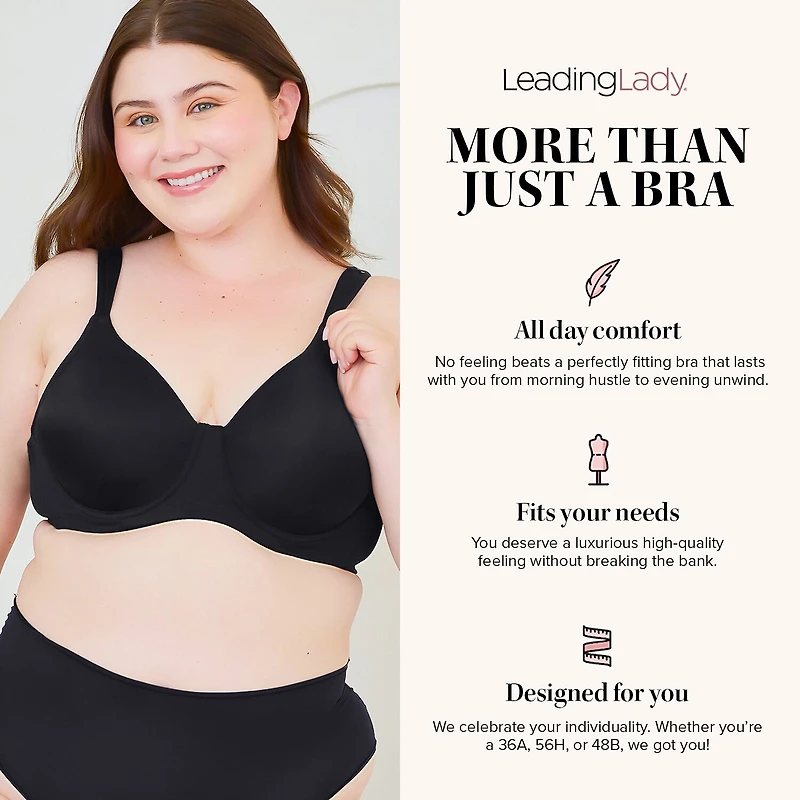 Leading Lady® The Brigitte Full Coverage Wirefree T-Shirt Bra-5042