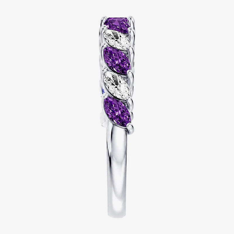 3/8 CT. T.W. Lab-Grown Diamond and Genuine Gemstone 10K Gold Marquise Band