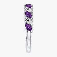 3/8 CT. T.W. Lab-Grown Diamond and Genuine Gemstone 10K Gold Marquise Band