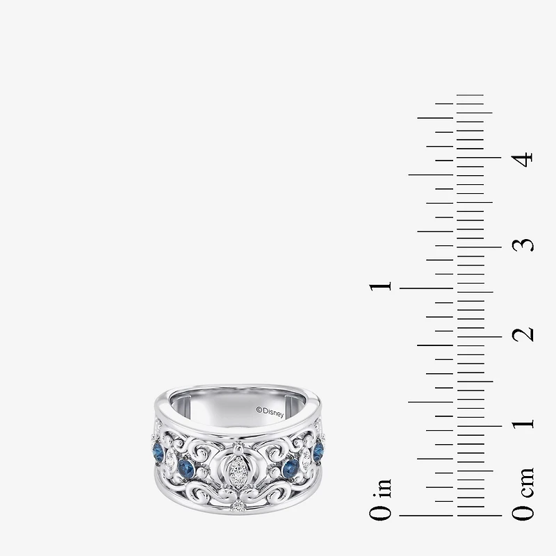 Enchanted Disney Fine Jewelry Cinderella (I / I2) Womens 1/10 CT. T.W. Genuine Blue Topaz Sterling Silver Princess Band