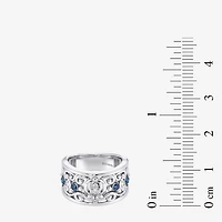 Enchanted Disney Fine Jewelry Cinderella (I / I2) Womens 1/10 CT. T.W. Genuine Blue Topaz Sterling Silver Princess Band