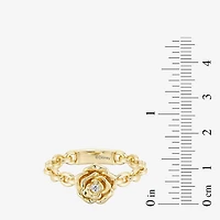 Enchanted Disney Fine Jewelry Belle (I / I2) Womens Diamond Accent Lab Grown White 14K Gold Over Silver Princess Cocktail Ring
