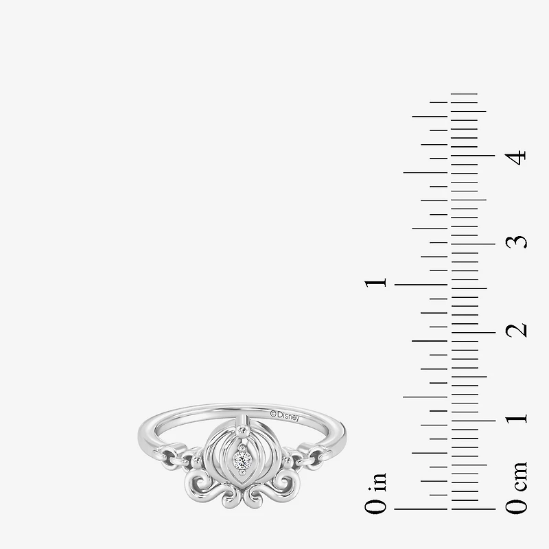 Enchanted Disney Fine Jewelry Cinderella (I / I2) Womens Diamond Accent Lab Grown White Sterling Silver Princess Cocktail Ring