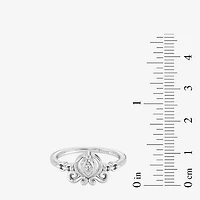Enchanted Disney Fine Jewelry Cinderella (I / I2) Womens Diamond Accent Lab Grown White Sterling Silver Princess Cocktail Ring