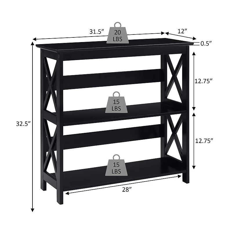 Oxford 3-Tier Bookcase Entryway Hall Table