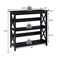 Oxford 3-Tier Bookcase Entryway Hall Table